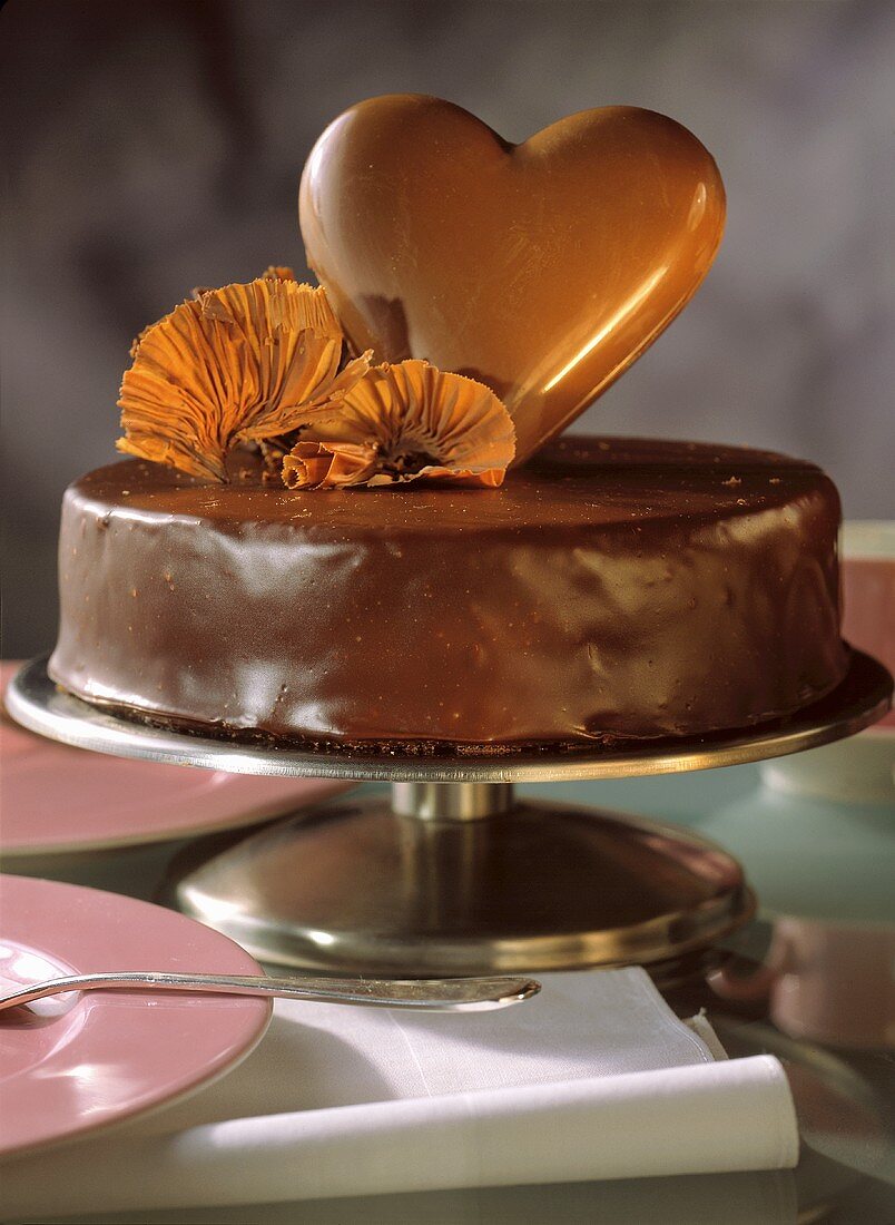 Chocolate cake with chocolate heart