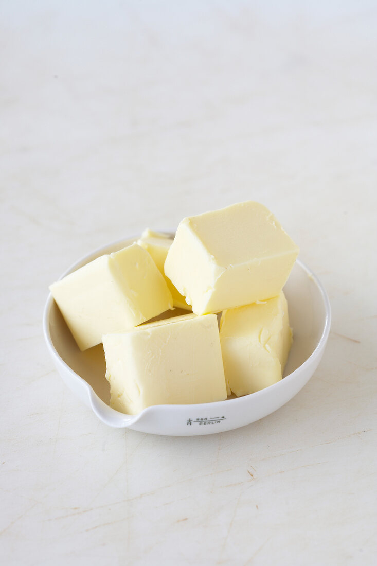 Bowl of butter cubes in bowl