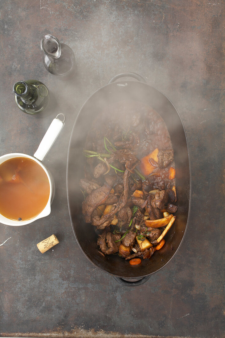 Roasted bones in roasting pan