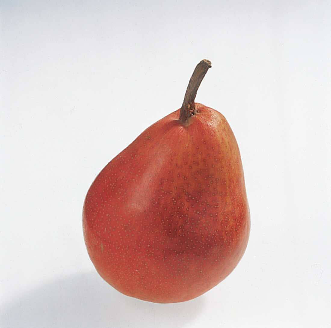 Fresh red pear on white background