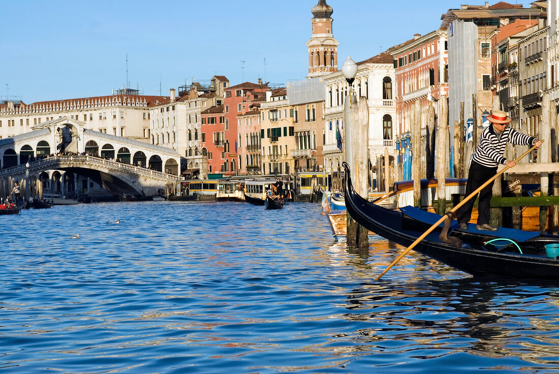 People travelling in Gondola at Grand Canal in Venice, Italy