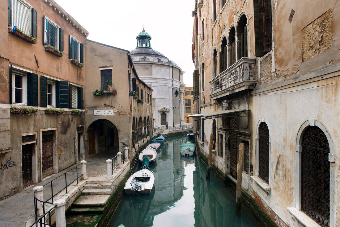 Houses on narrow canal in Venice, Italy