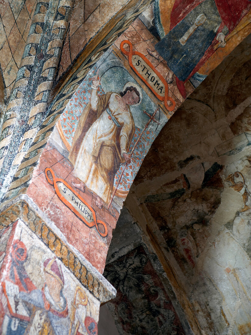 Colourful fresco in Church of Sait Clement, Taull, Boi Valley, Spain