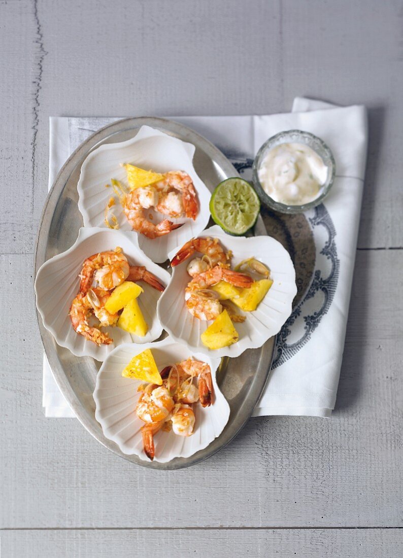 Coconut and pineapple prawns with lime aioli