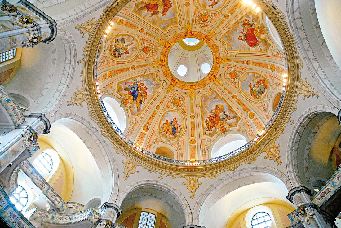 Fresco on dome in Frauenkirche church, Dresden, Germany