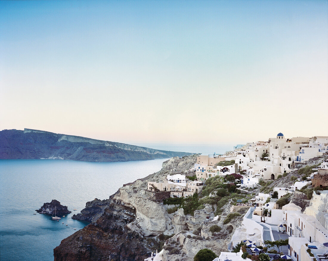 View of city Santorini in Aegean Sea, Greece