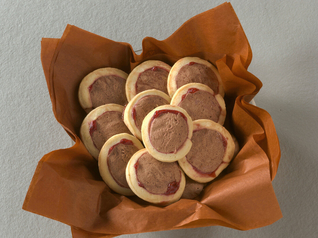 Chocolate wafers on brown baking paper