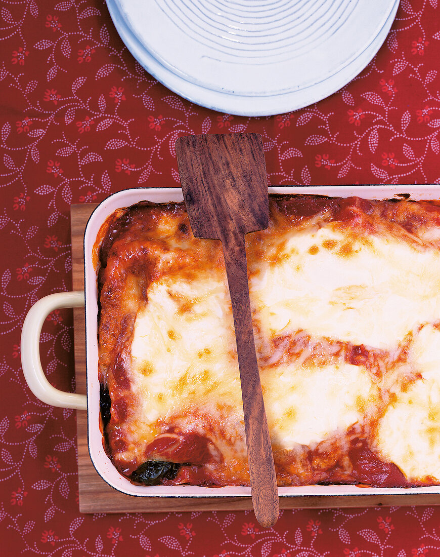 Kochen, Spinat-Lasagne, überbacken