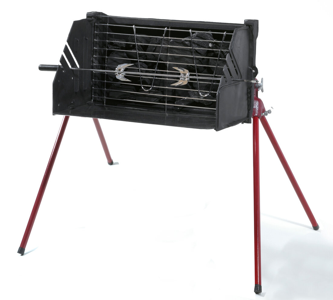 Vertical barbecue grill on white background