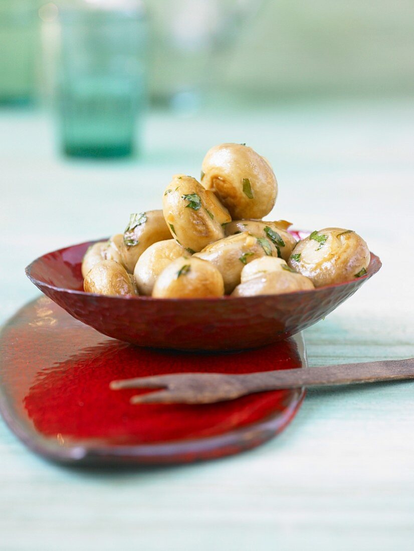 Marinierte Champignons mit Balsamico und Petersilie (Italien)