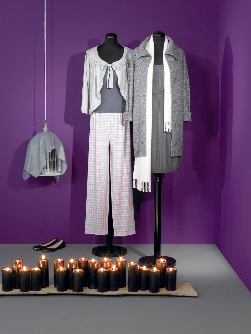 Cardigan pyjama pants and night dress cardigan on mannequins