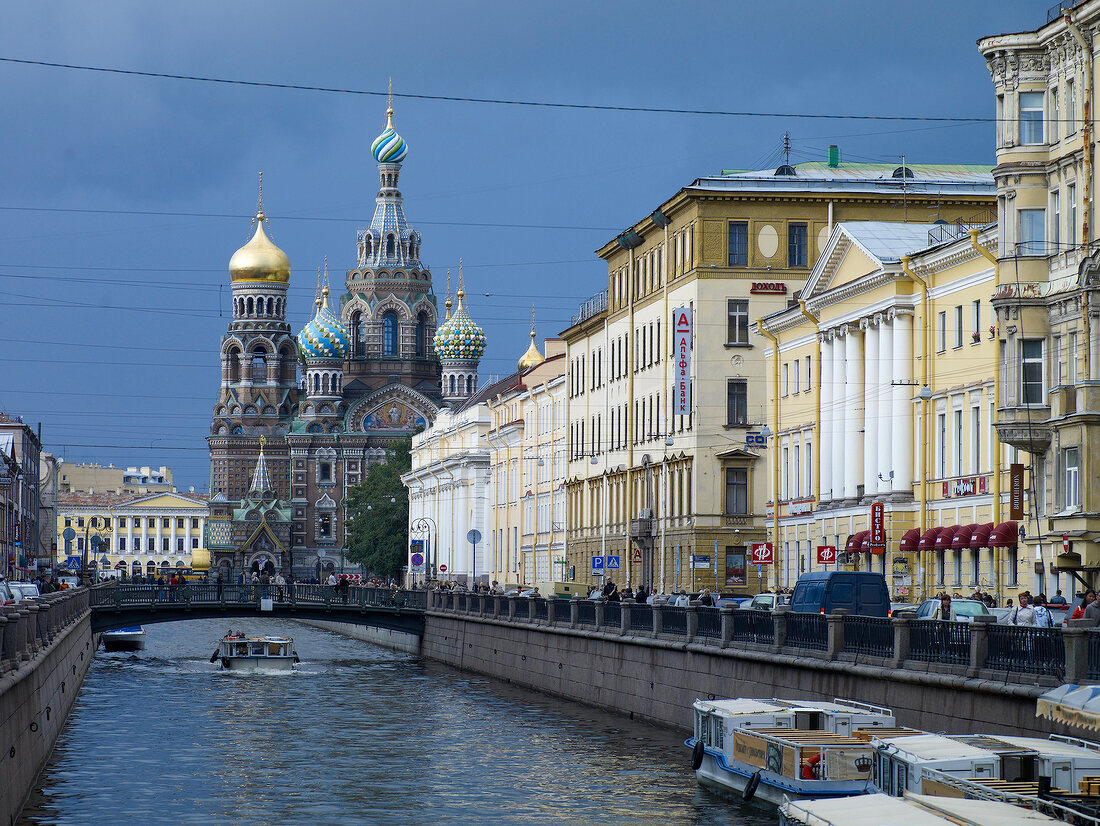 View of Griboyedov Canal and Church of the Redeemer, St. Petersburg, Russia