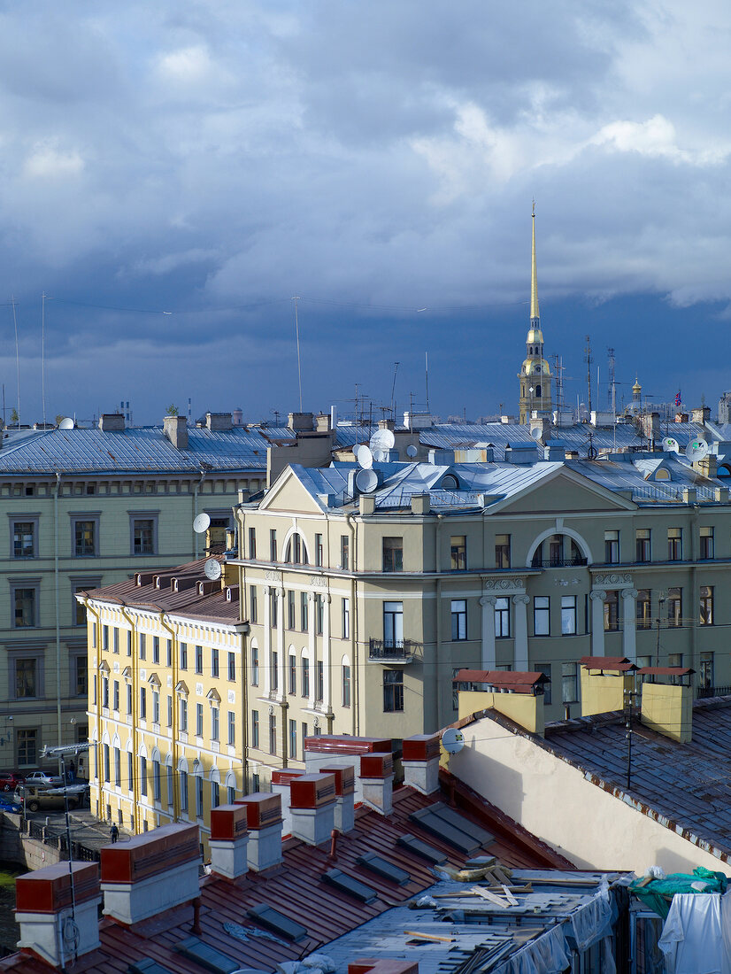 View of building from the roof in St. Petersburg, Russia