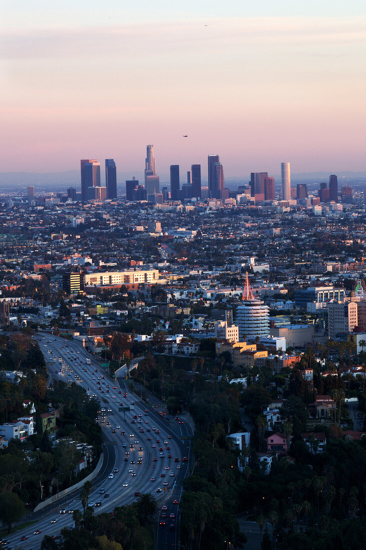 Skyline von Los Angeles, Abendröte 