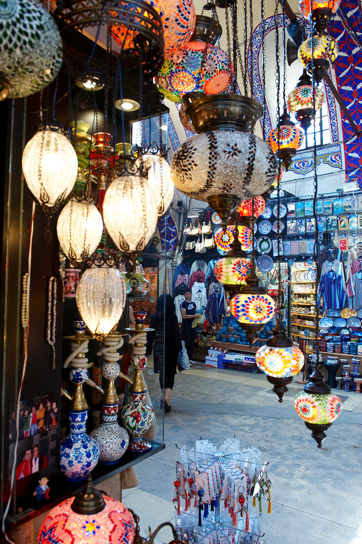 Lamps in display at Grand Bazaar, Istanbul, Turkey