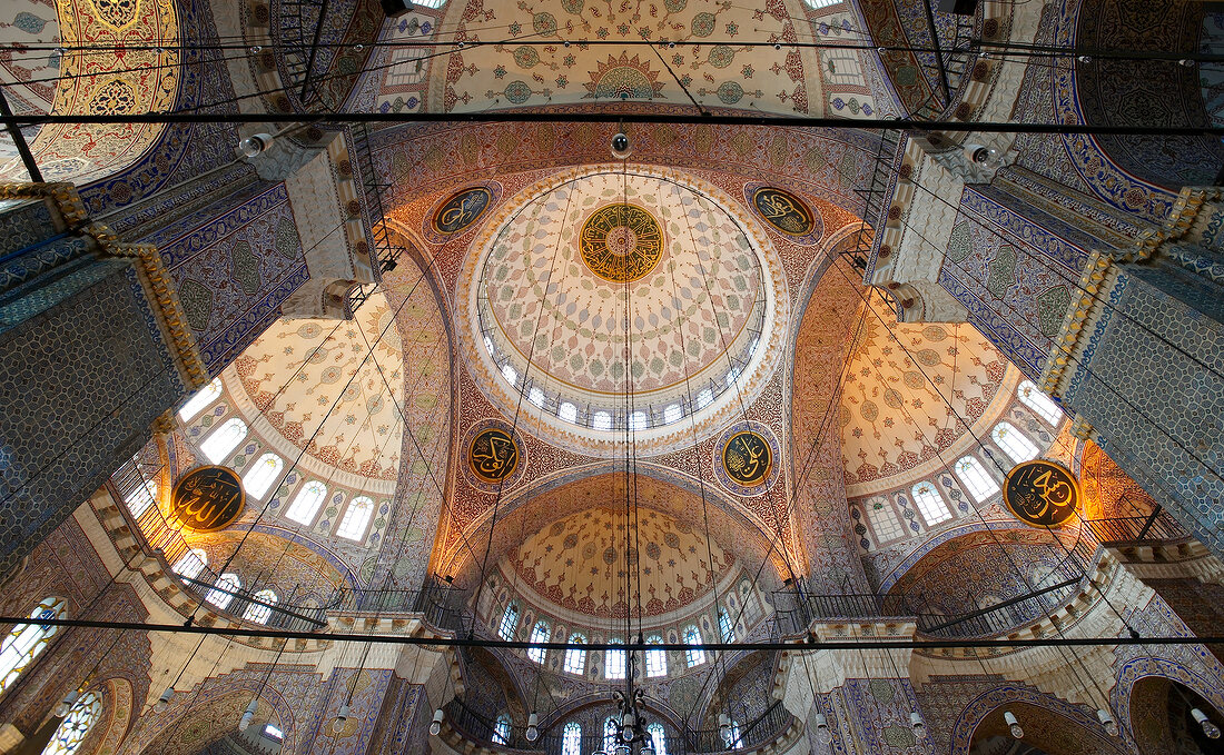 Interior of domes of Mosque, overhead view