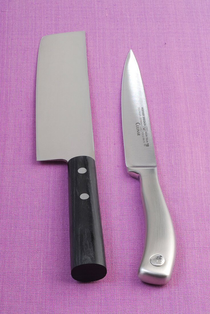 Wok, 2 Asien-Messer: Chopper, chinesisches Küchenbeil