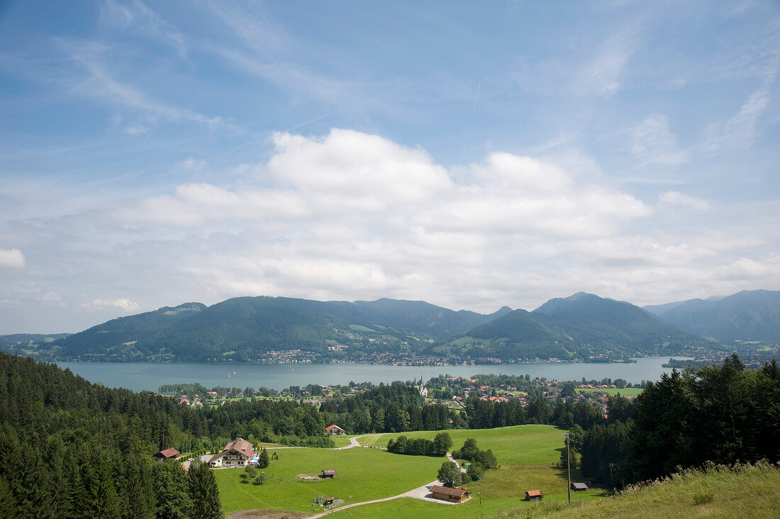 View of Tegernsee Lake and Bavarian alps, Germany