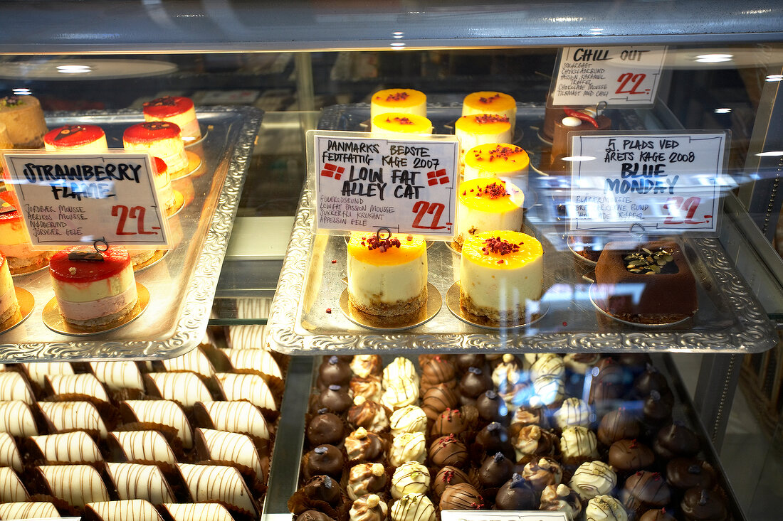 Tarts and chocolates in confectionery, Denmark