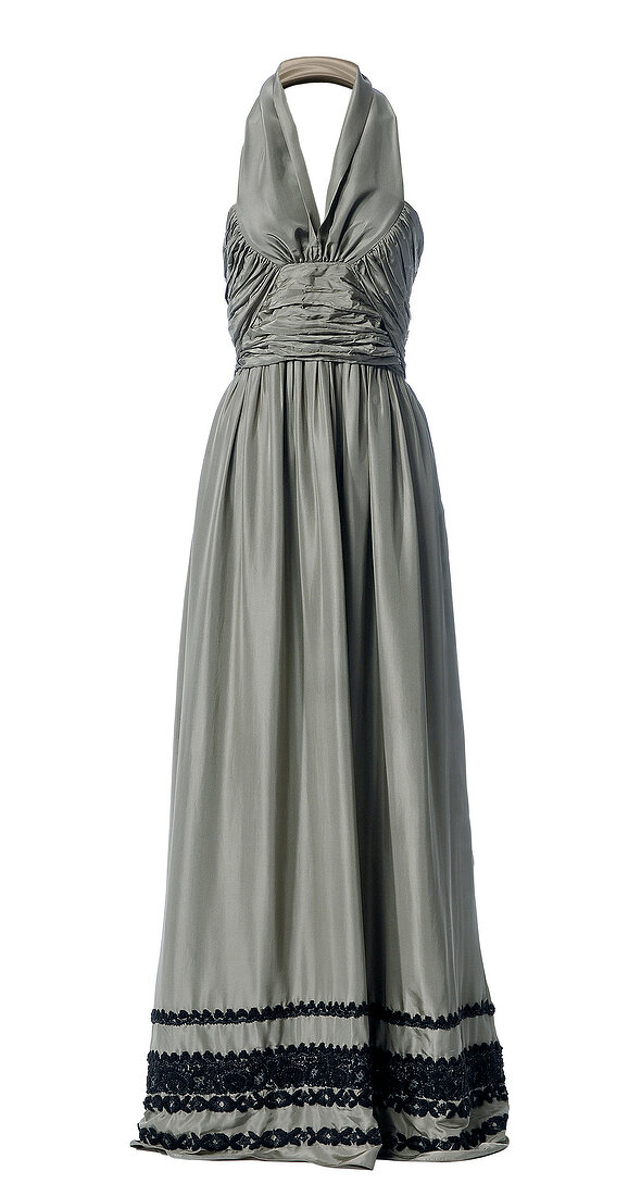 Freisteller: Neckholder-Kleid grau, lang