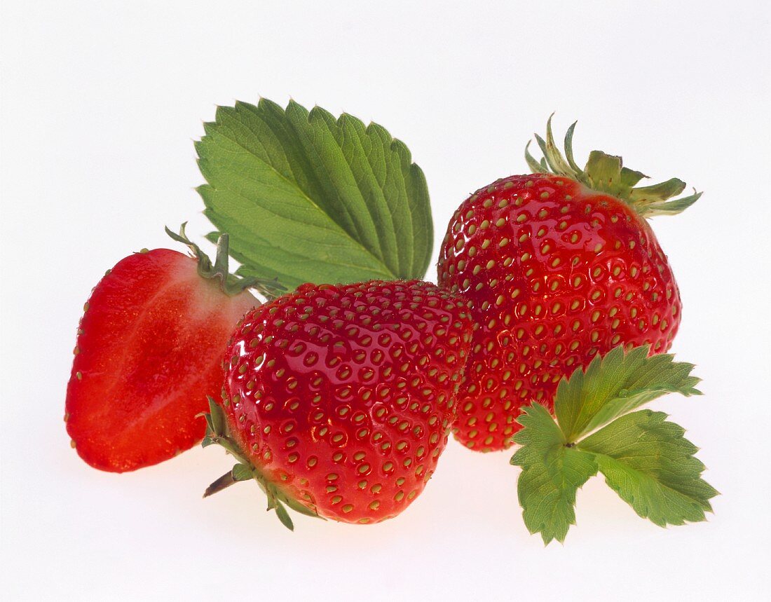 Fresh Strawberries with Leaves