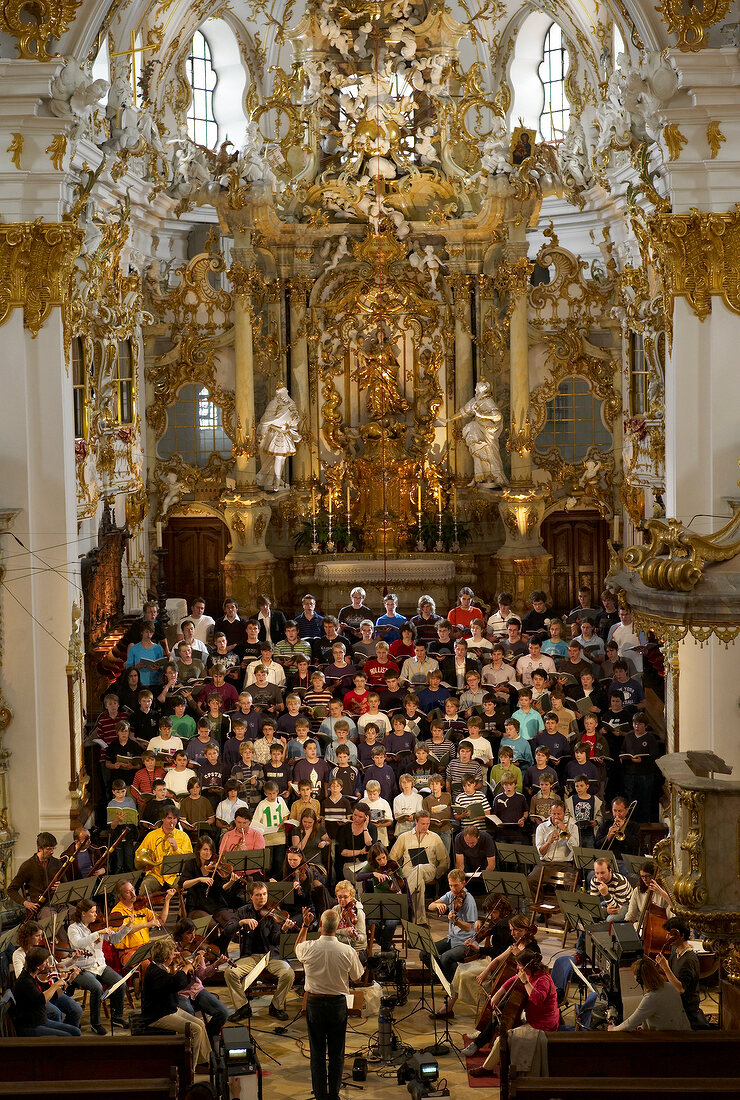 Choir singing in Regensburg Cathedral, Germany