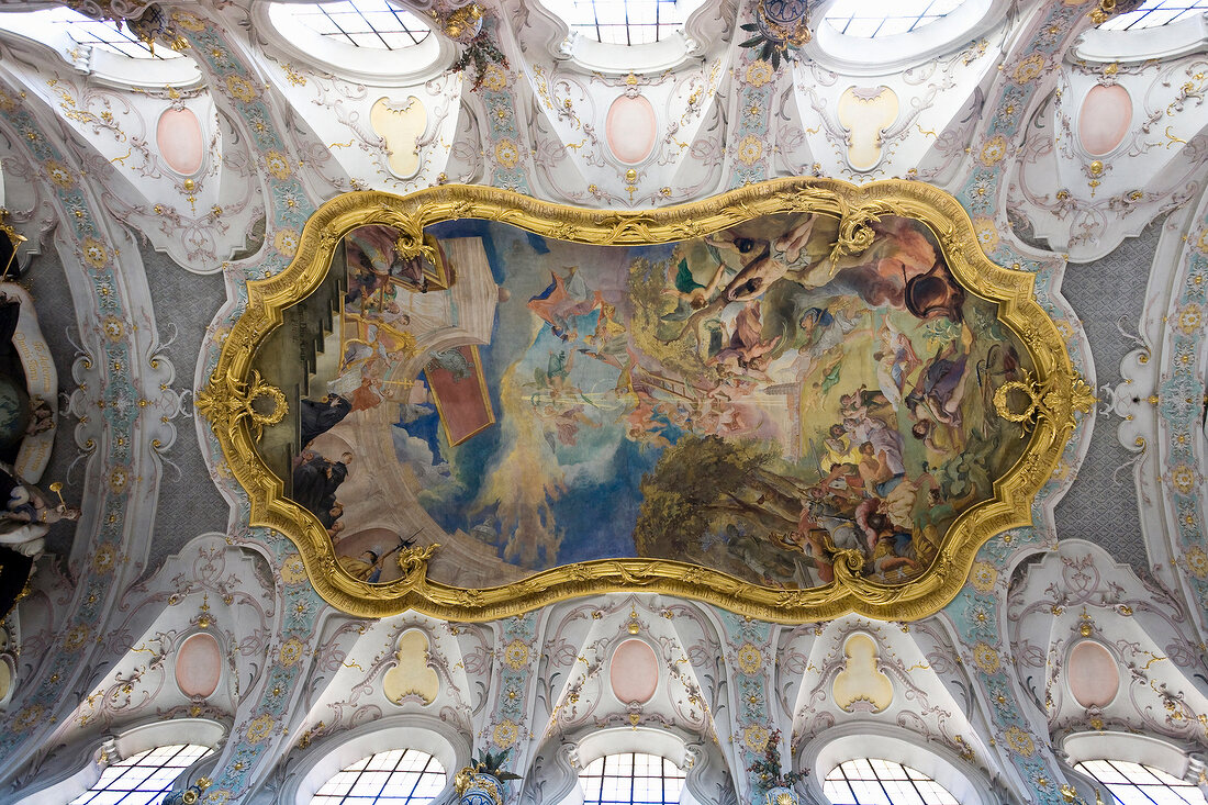 Fresco in ceiling of St Emmeram Castle at Regensburg, Bavaria, Germany