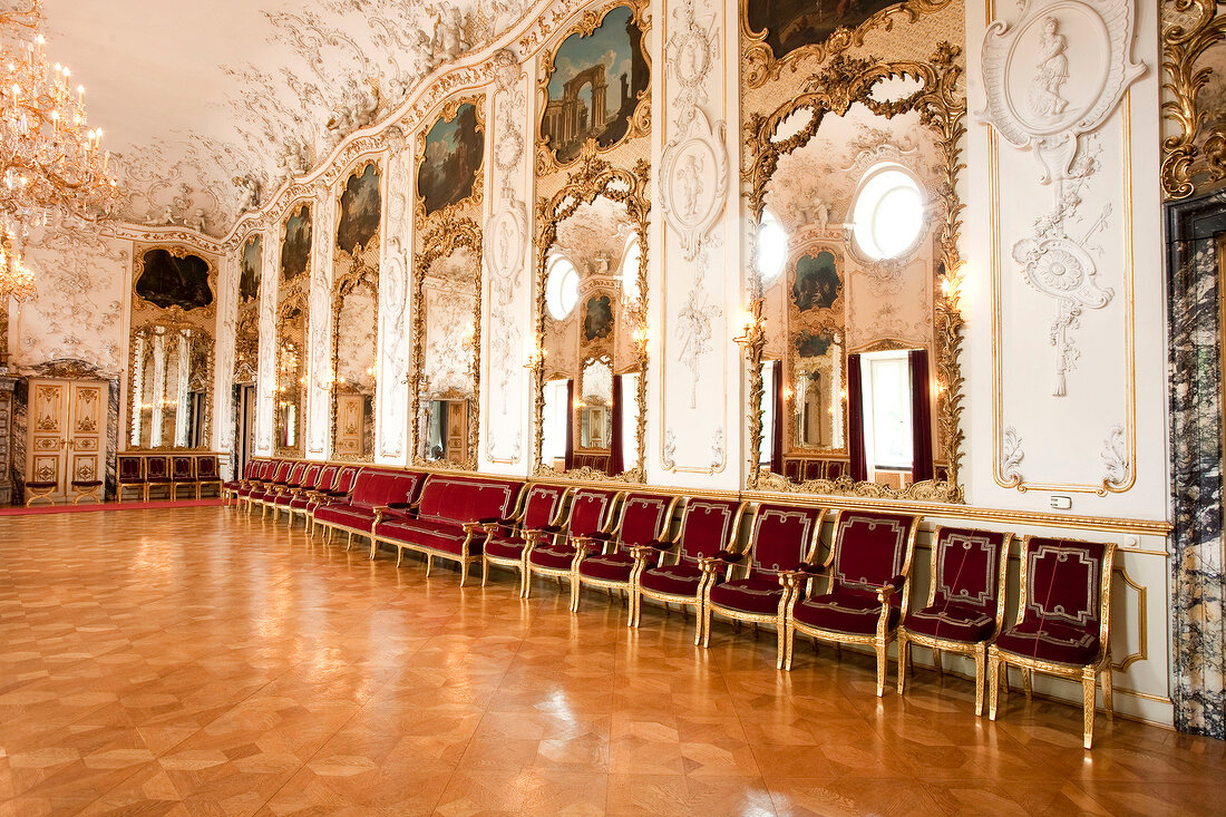 Interior of St. Emmeram Castle ballroom at Regensburg, Germany