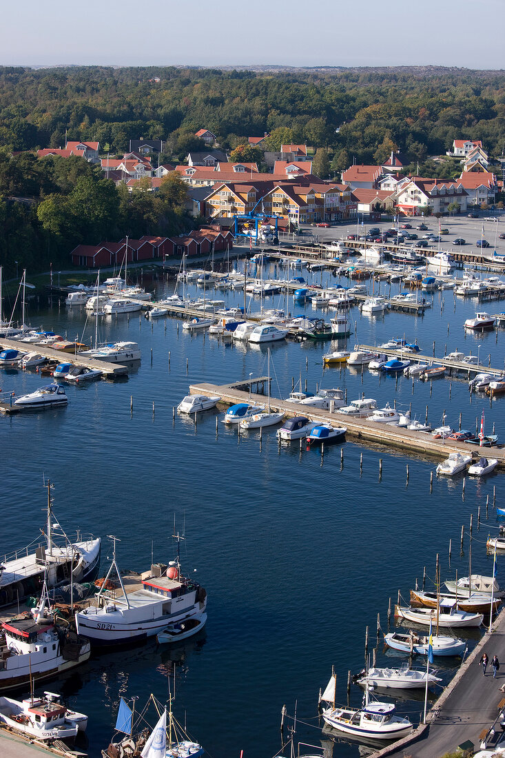 Schweden, Grebbestad, Vogelperspektive, Yachthafen.