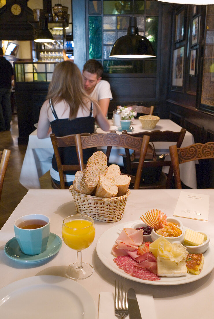 Breakfast table in Orpheus restaurant, Regensburg