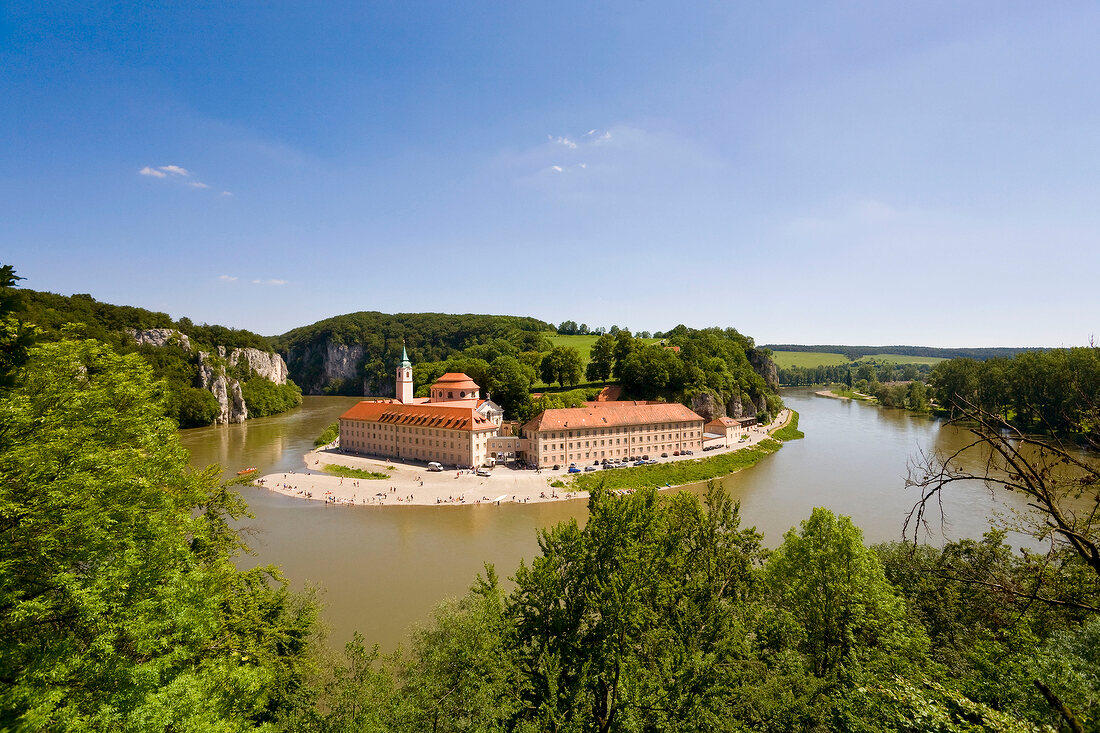 View of river Danube and Monastery world castle, Europe