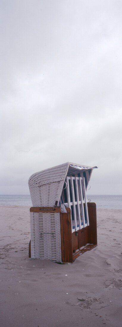 Hooded beach chair on beach in Rugen, Stralsund, Germany