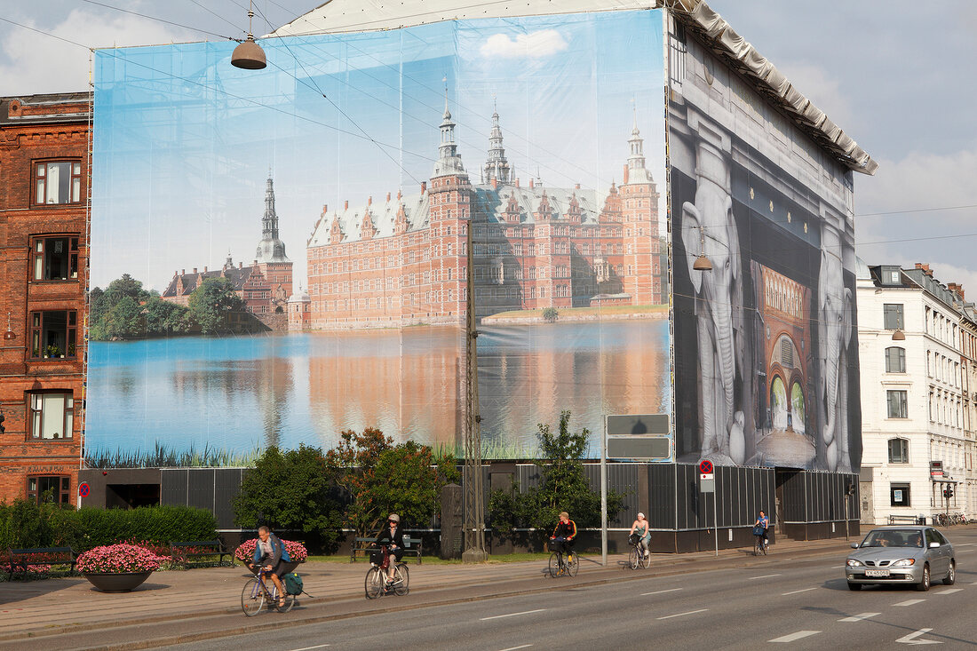 View of building with cladding painting in Copenhagen, Denmark