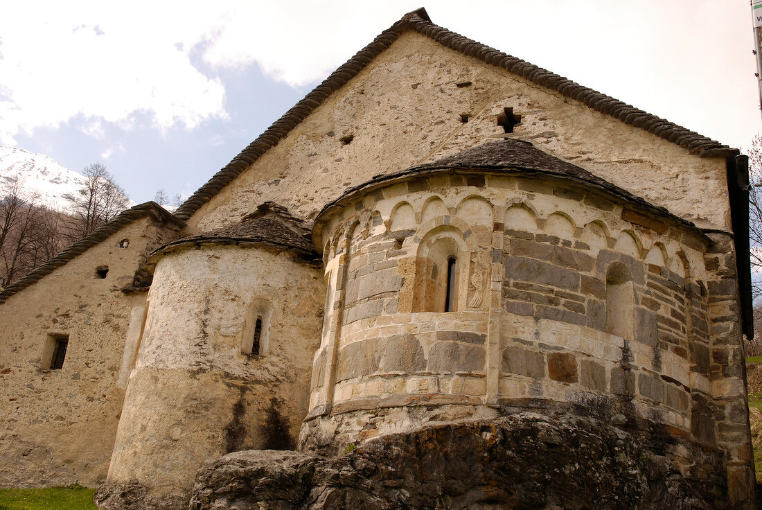 Romanesque architecture of San Carlo church in Ticino, Switzerland