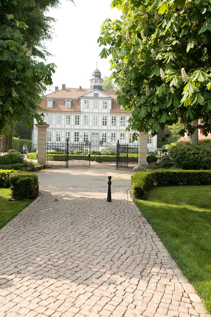 Facade and building gate of Golf course Ludersburg Castle, Ludersburg, Germany