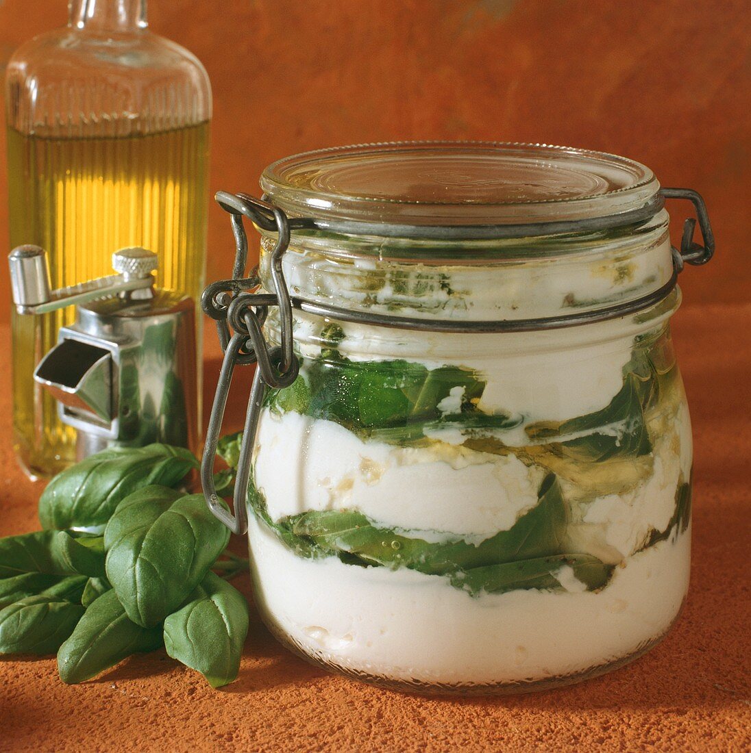 Basil Cheese in a Jar