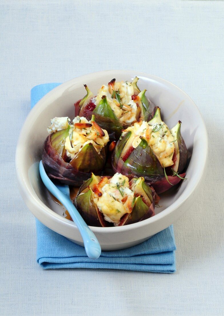 Figs filled with goat's cheese and lavender honey