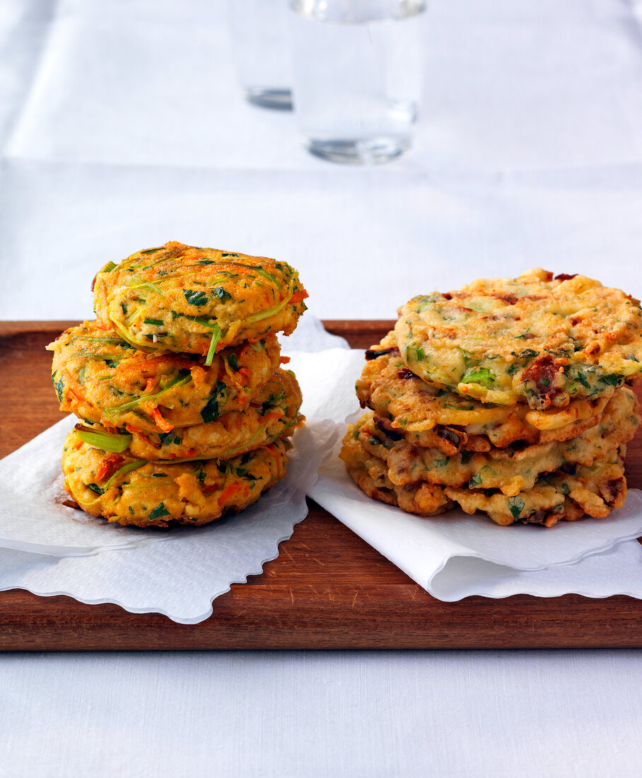 Soya patties with tofu and vegetable pflanzerl on paper