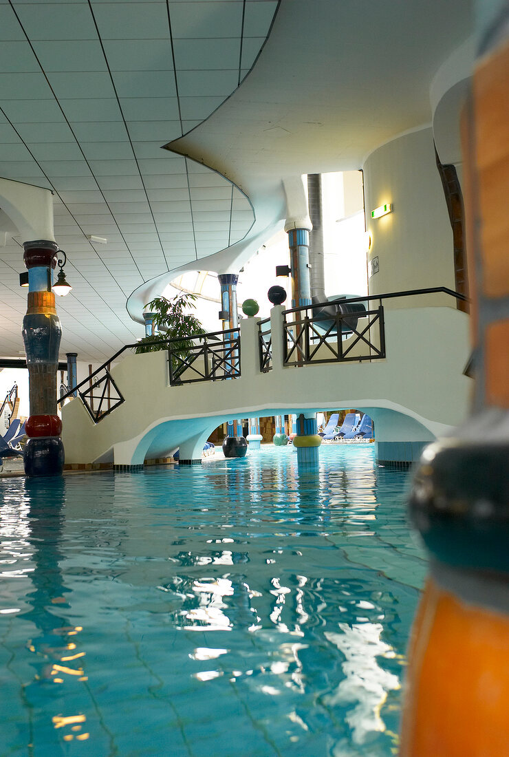 View of swimming pool in Hotel Rogner Bad Blumau, Styria, Austria