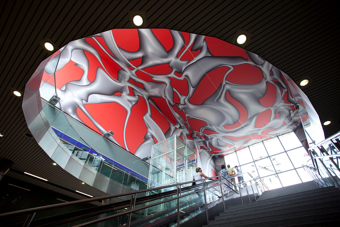 View of painting by Peter Kogler at Hauptbahnhof Graz in Styria, Austria