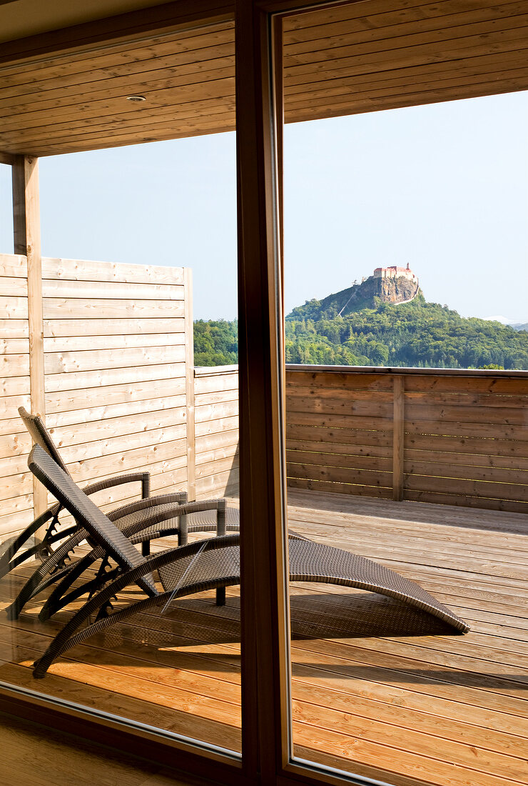 View of castle from Hotel Rieger's room in Styria, Austria