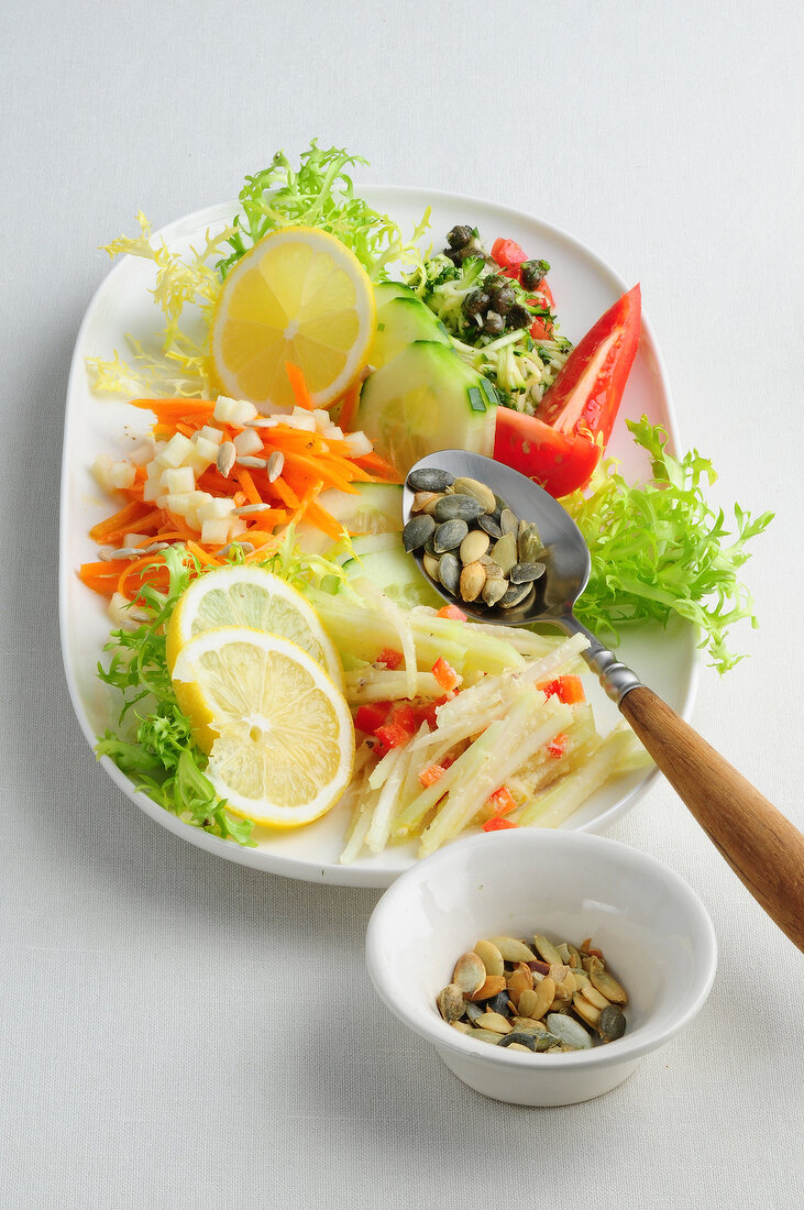 Colourful crudite on plate