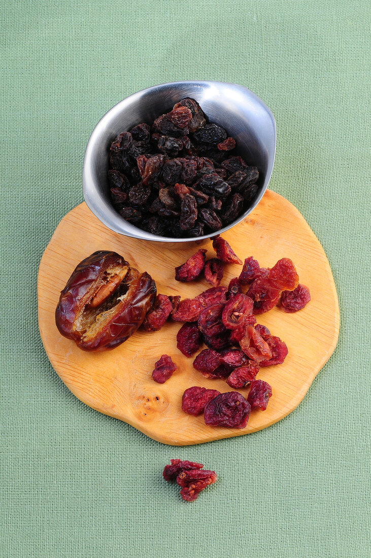 Various types of dried fruits