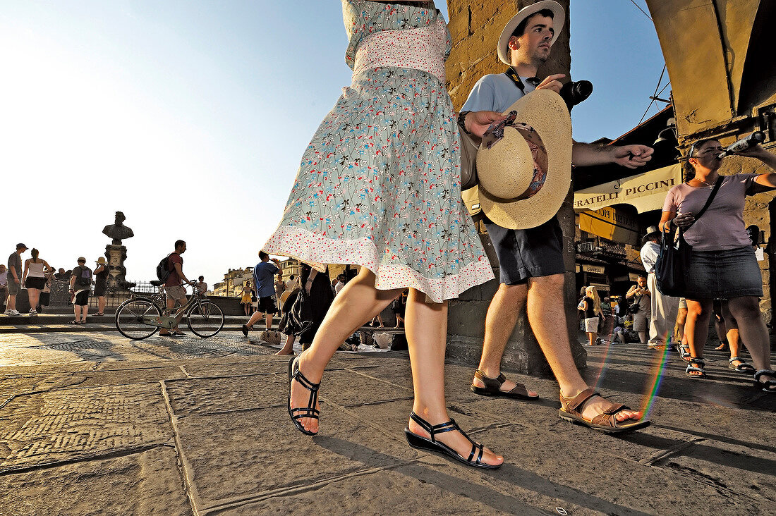 Tourists walking in city, Florence, Italy