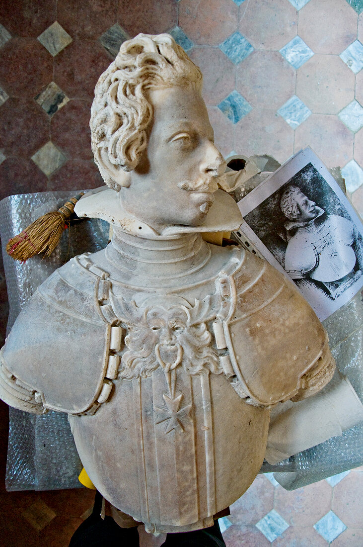 Close-up of bust of Cosimo II de Medici, Italy