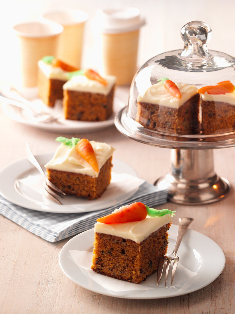 Carrot Cake with Cream on plate