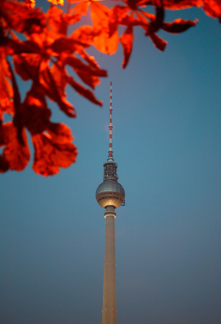 Close-up of TV Tower at Alexanderplatz in Alex, Berlin, Germany