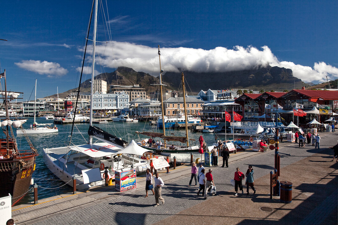 View of shopping street at Victoria & Alfred Waterfront, Cape Town, South Africa