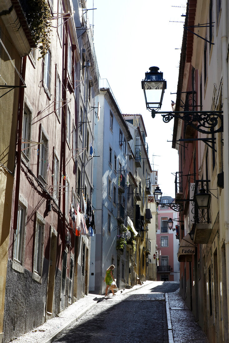 View of an alley in Lisbon, Portugal