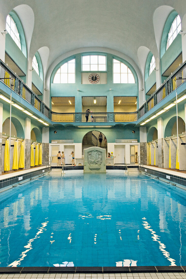View of swimming pool in Art Nouveau, Elisabeth Halle, Aachen, Germany